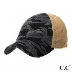 Distressed Camouflage Baseball Cap with Mesh Back
