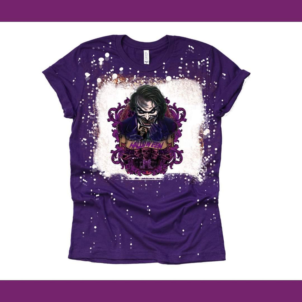 Purple Joker Bleached Line Halloween Tee