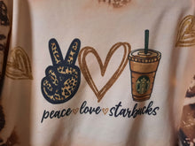 Load image into Gallery viewer, &quot;Peace, Love, Starbucks&quot; Peace Love Line Sweatshirt
